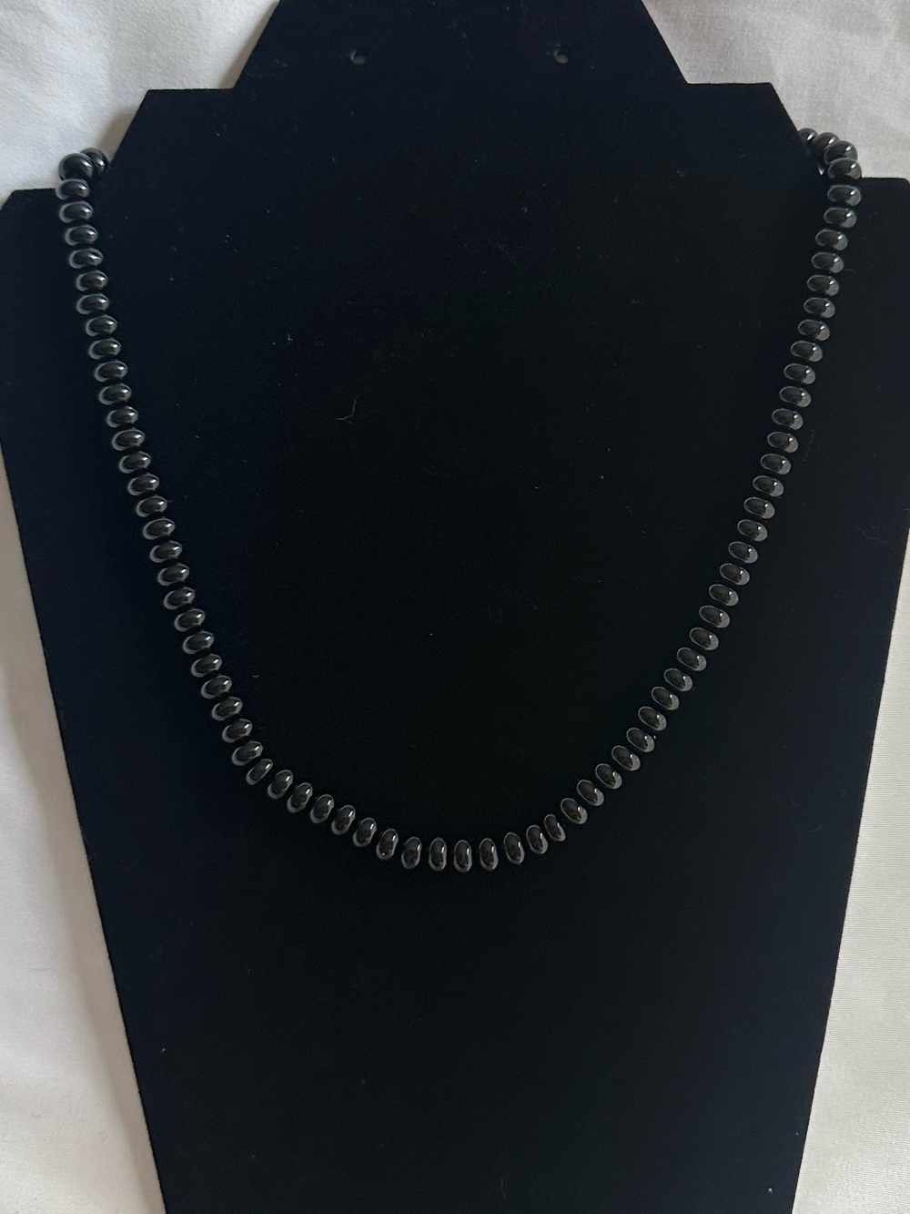 Mayamar Black Agate Beaded Choker Necklace Gold Plated Clasp 16.5” MM-01704 New